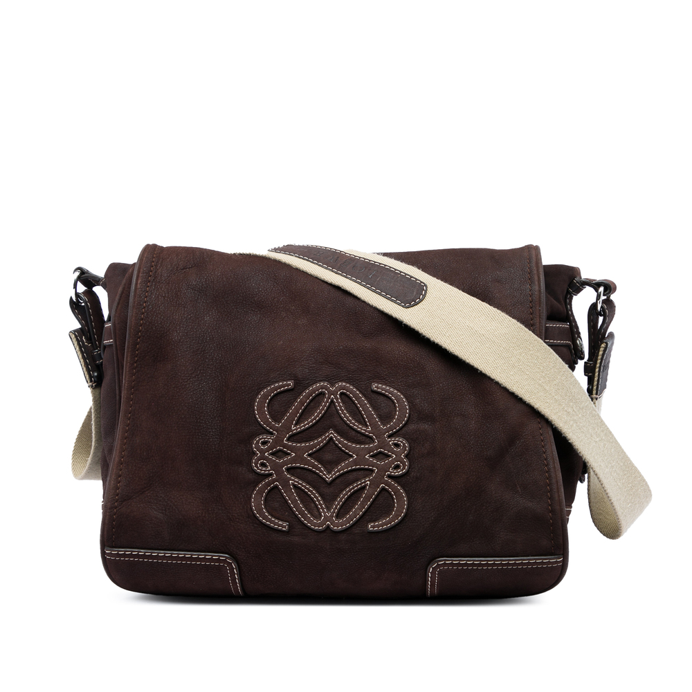 Pre-Loved LOEWE Nubuck Anagram Crossbody